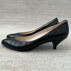 Vintage Jazz Black Leather Kitten Heel Shoes 7 Made in Spain